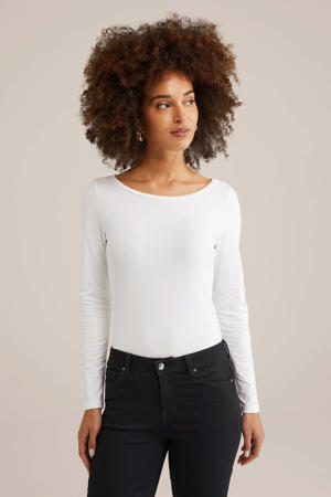 longsleeve met elastisch katoen wit