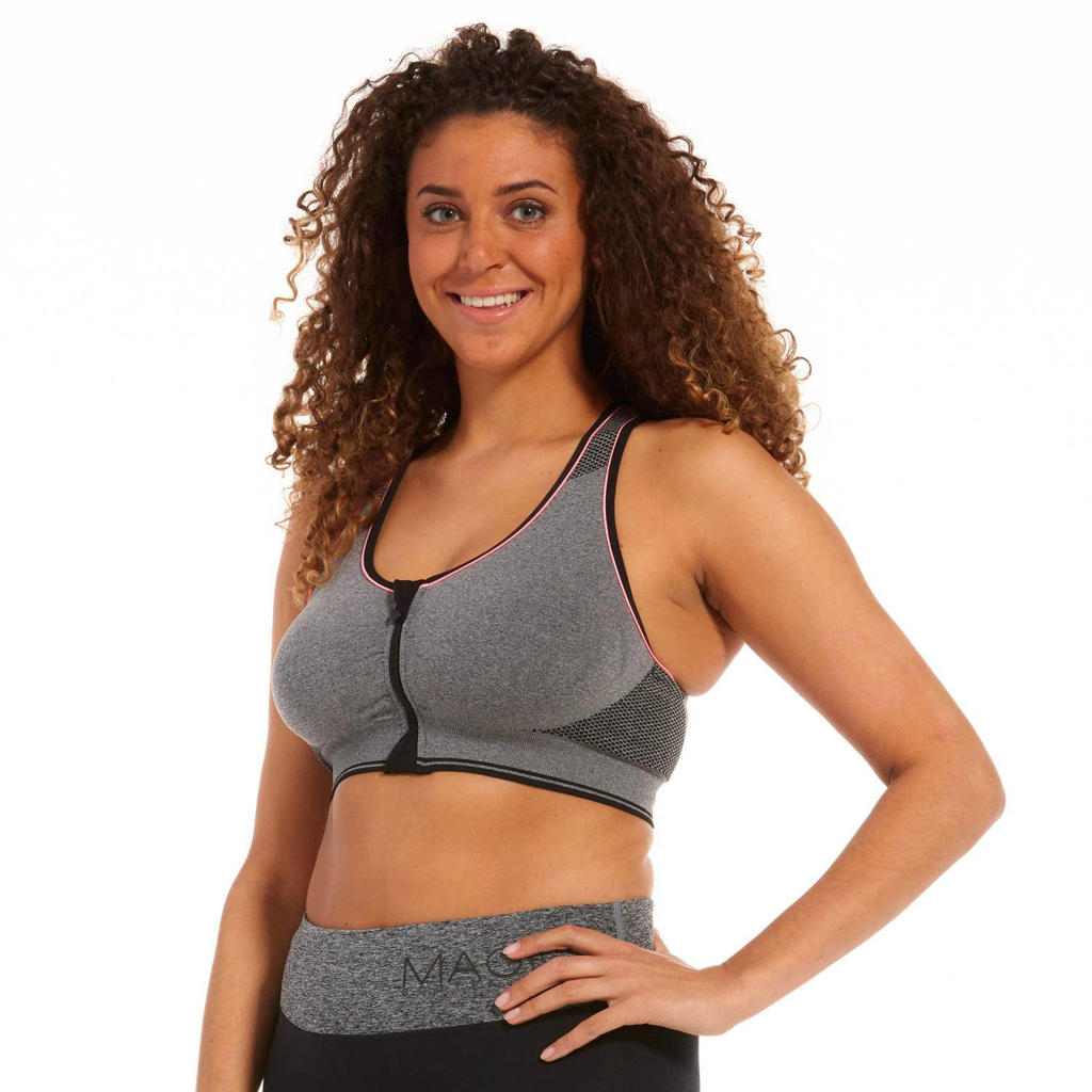 MAGIC Bodyfashion level 3 sportbh met rits grijs