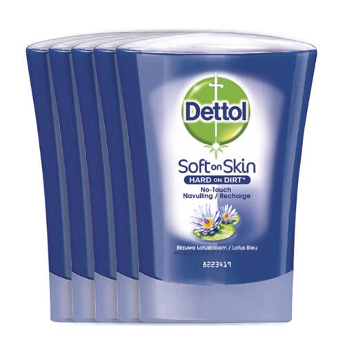 Dettol No Touch Handzeep Navulling Blauwe Lotusbloem 5 X 250 Ml dettol kopen in de aanbieding