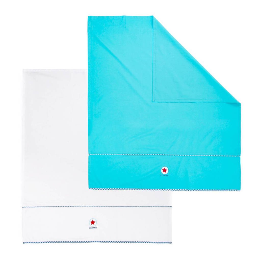 lief! baby ledikantlaken 100x150 cm blauw/wit (2 stuks)