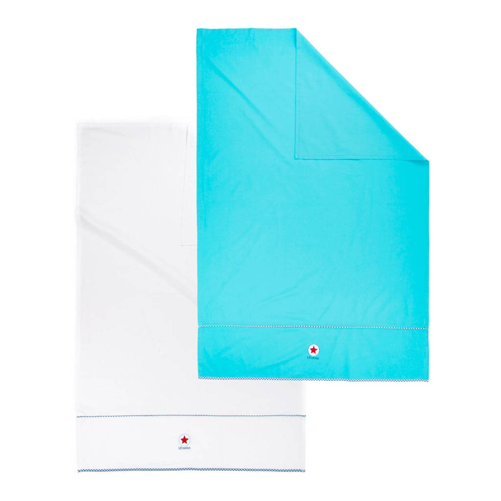 lief! baby wieglaken 80x100 cm blauw/wit (2 stuks)