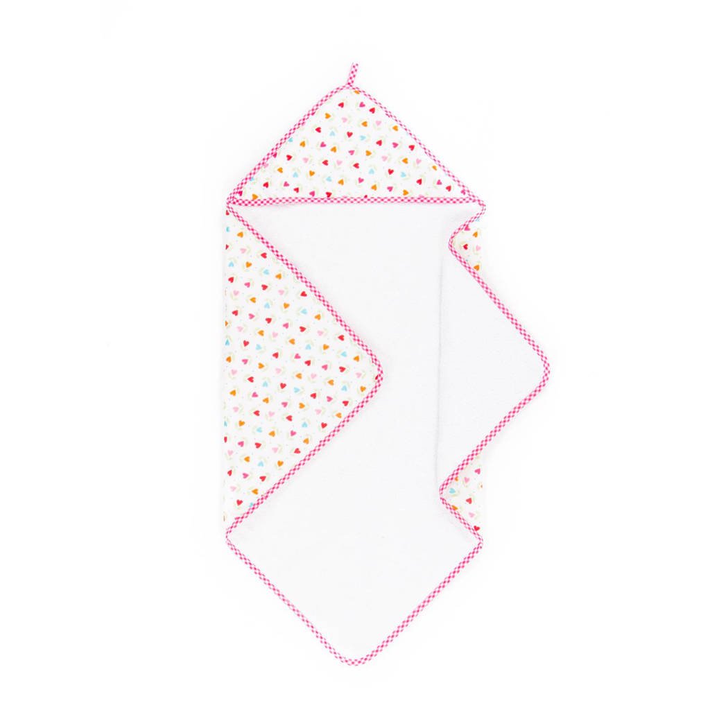 lief! badcape 75x75 cm wit/roze, Wit/roze