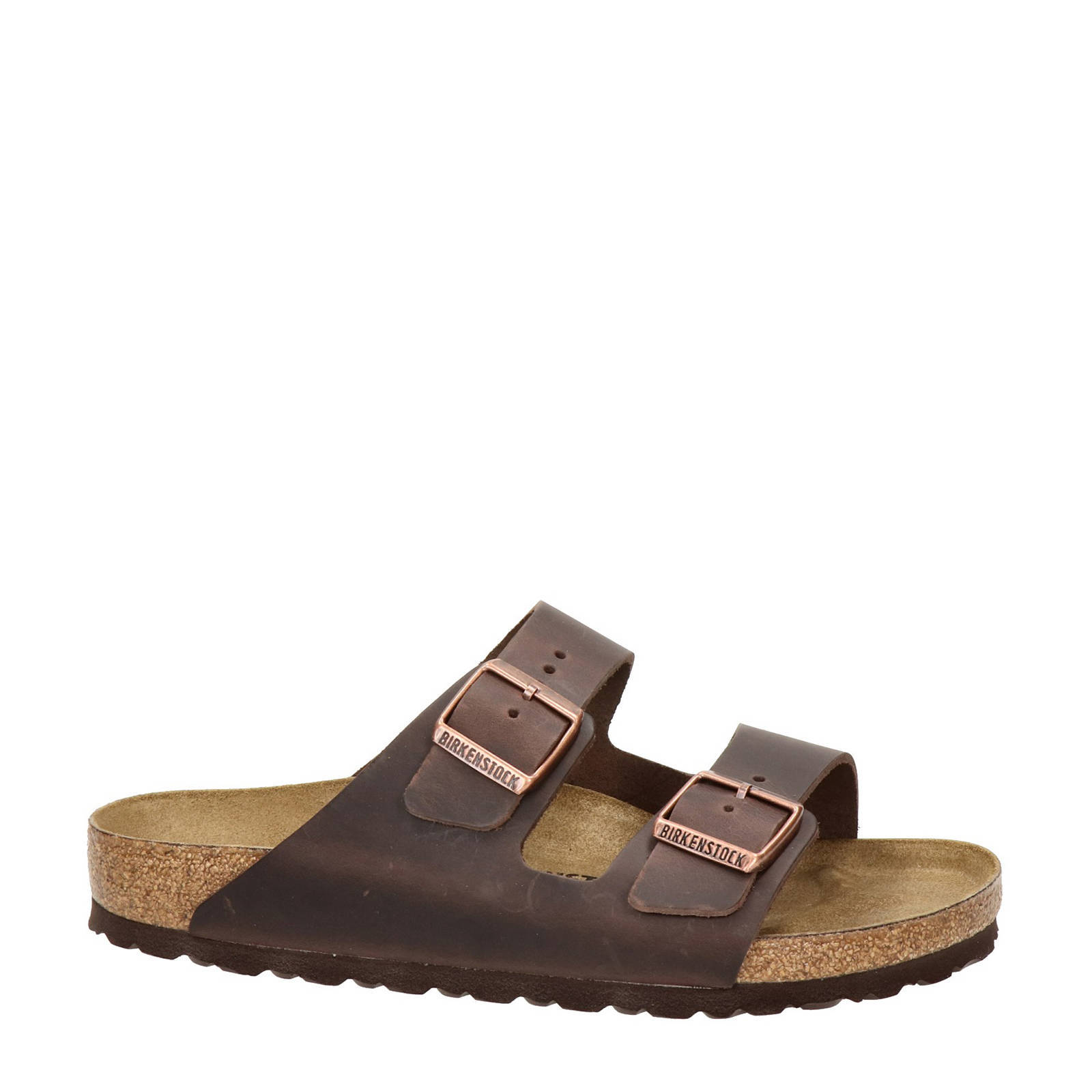 Birkenstock Arizona leren slippers bruin | wehkamp