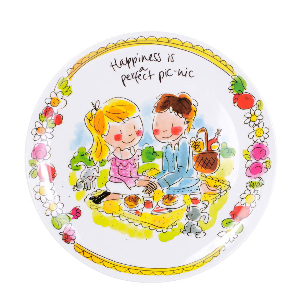 Blond Amsterdam ontbijtbord Even Bijkletsen (Ø22 cm) (melamine), Groen, wit, rood, paars, roze, geel
