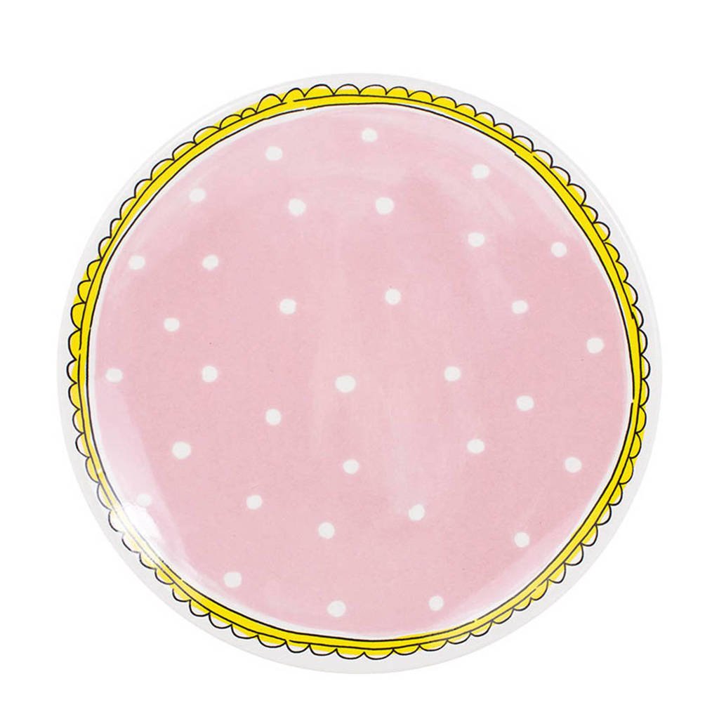 Blond Amsterdam ontbijtbord Even Bijkletsen (Ø22 cm), Roze, geel, wit