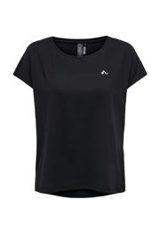 thumbnail: Zwarte dames ONLY PLAY sportshirt met effen, korte mouwen en ronde hals