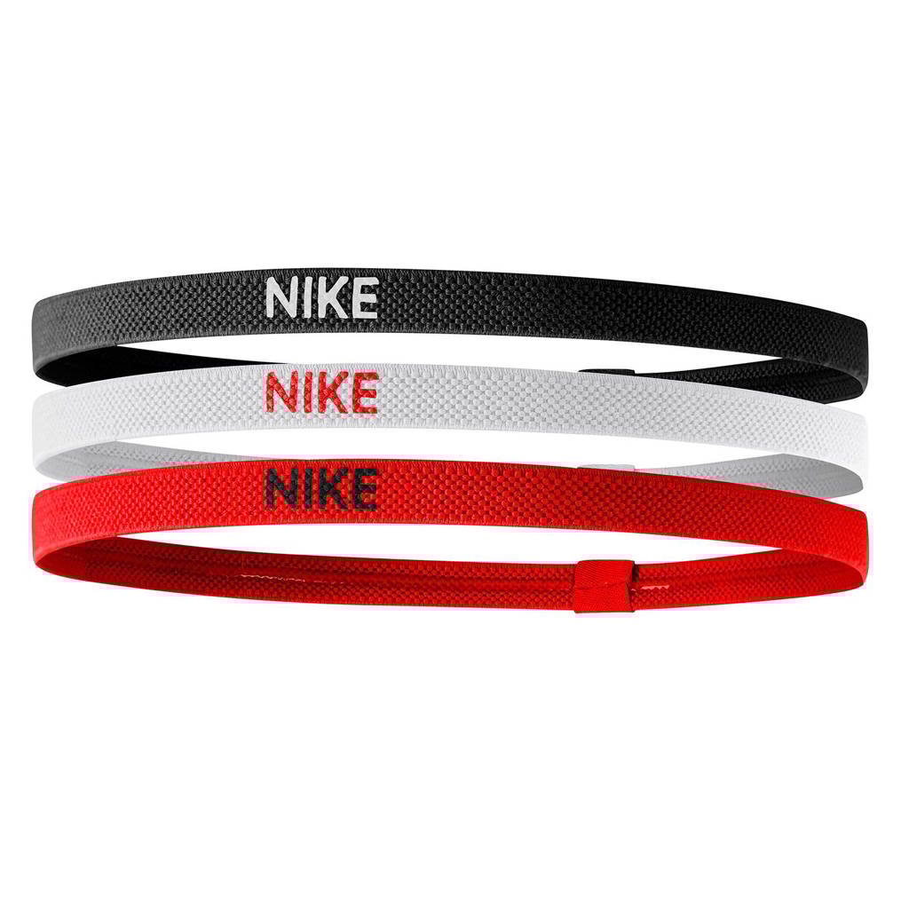 Nike haarbandjes (set van 3), Zwart/wit/rood