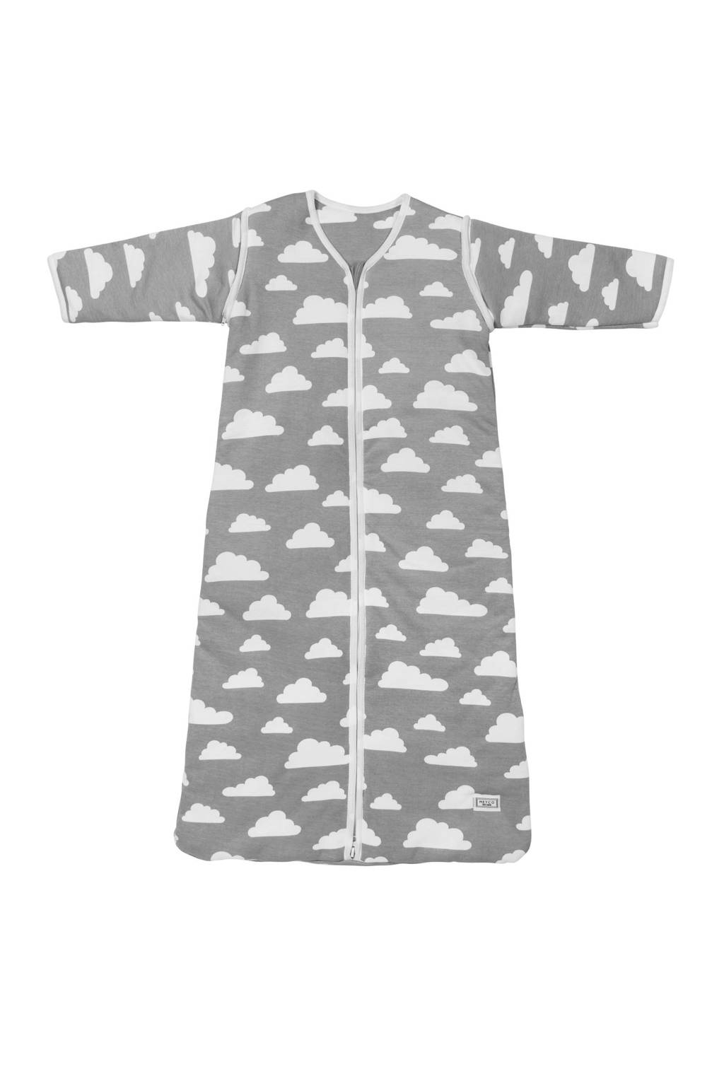 Meyco Little Clouds baby slaapzak met afritsbare mouw 110 cm grijs