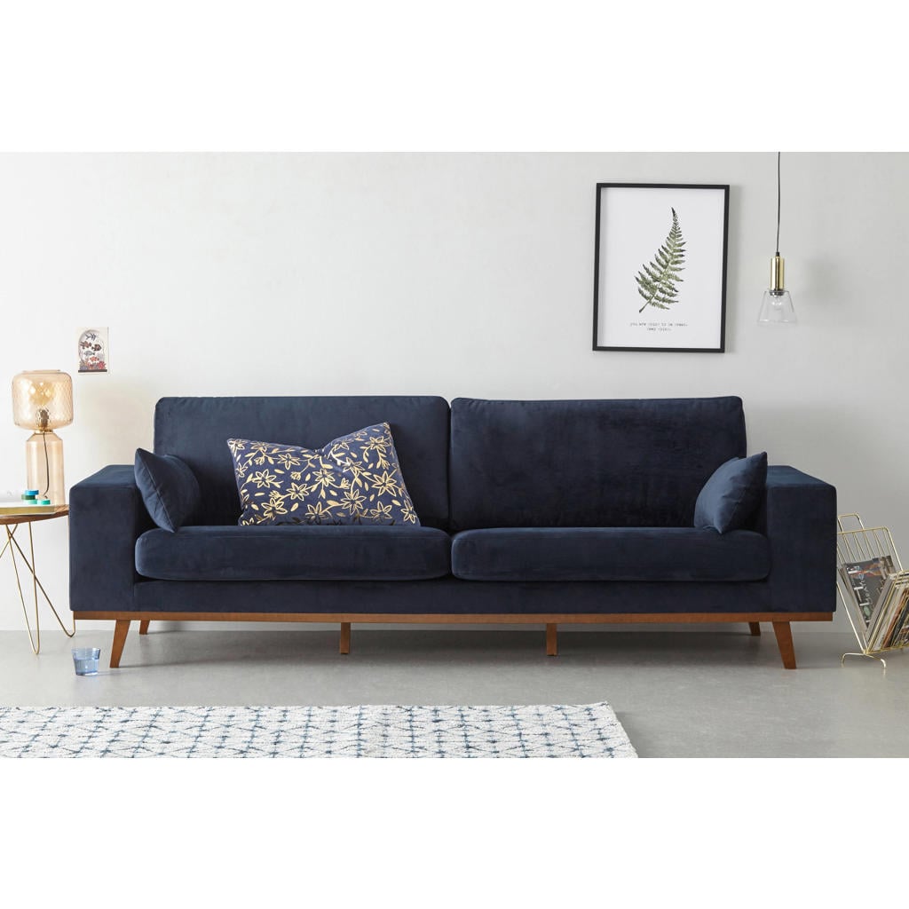 NOUS Living velours 3-zitsbank Torino - donkerblauw