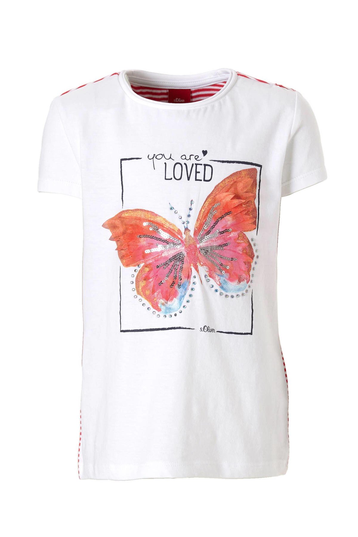 Imitatie verband combinatie s.Oliver T-shirt met vlinder | wehkamp